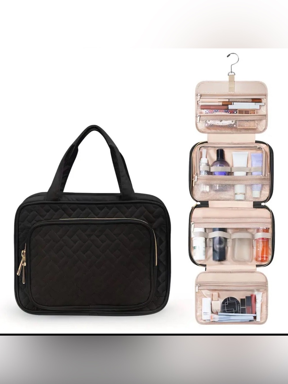 Travel Hanging Toiletry Bag for Women - Black